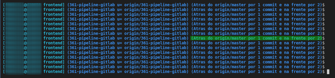 Git - Quantidade de commits atrás/frente em relação ao master no prompt