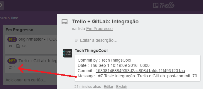 card trello comentado