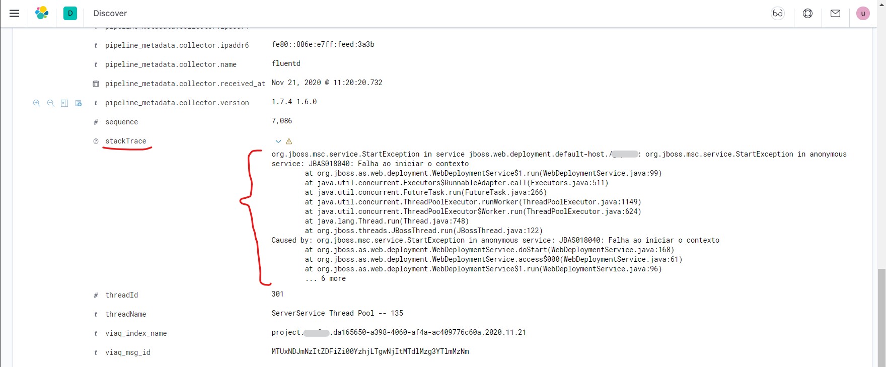 Kibana - Stacktrace formatado