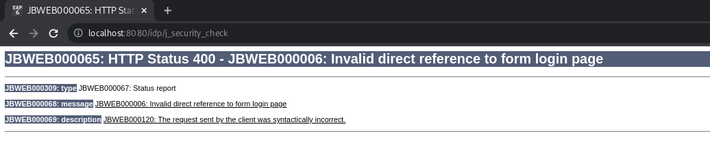 JBWEB000006: Invalid direct reference to form login page