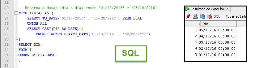 SQL: gerando ranges (Date e Number)